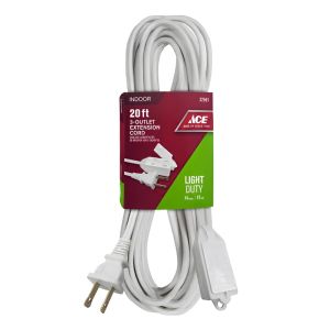 Ace Indoor 20 ft. L White Extension Cord