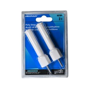 Hillman Poly Door Stop – White, 2-Pack