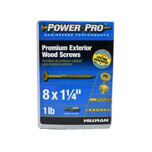 Power Pro Premium Exterior Wood Screws – #8 × 1-1/4 in., 1 lb Box