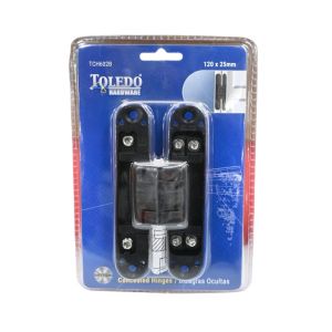 Toledo Concealed Hinges – 120 × 25 mm, Black (2 Pack)