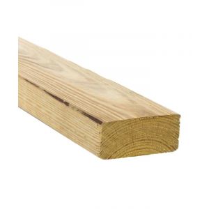 Lumber Treated Rough Yellow Pine 2x4 In x 16 Ft 1 Each