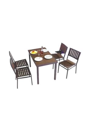RectangularTable & Chair Set 4+1 120*80cm Aluminum Plastic & Wood 1 Ea 6001