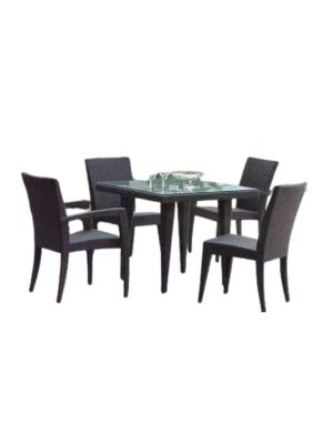 Iron Frame Table 5pc Set Brown  80x80x70 2073