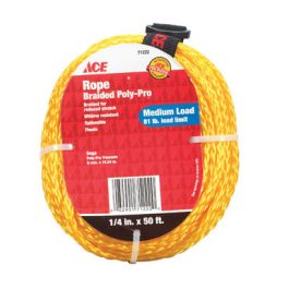 Ace 1/4 in. D X 50 ft. L Gold Braided Poly Rope Ace 1/4 in. D X 50 ft. L Gold Braided Poly Rope