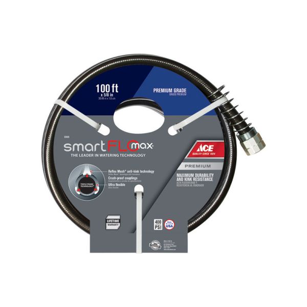 Ace SmartFLO Max 5/8 in. D X 75 ft. L Premium Grade Garden Hose Black