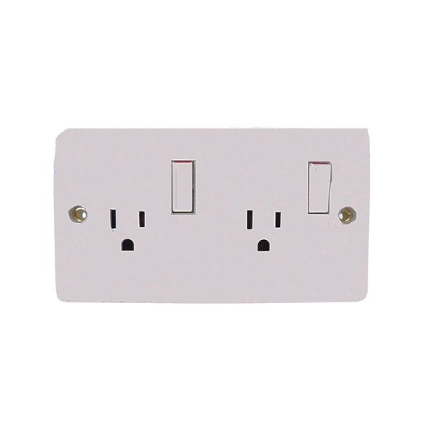 Double Switched Socket Outlet 110V White 1 Each CXE7047